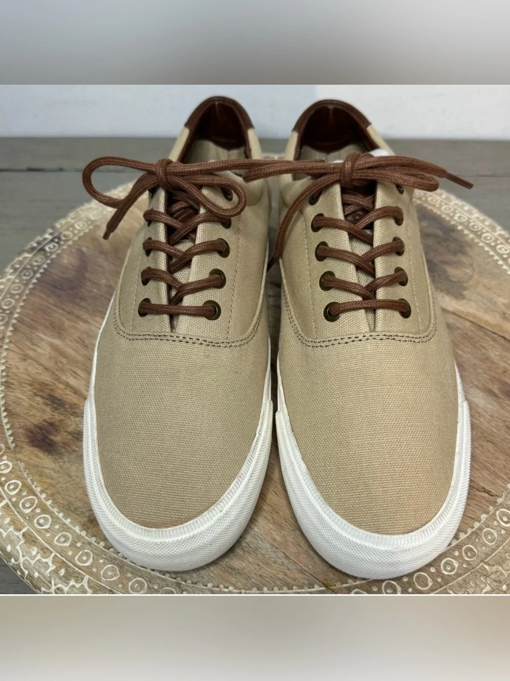 Joseph Abboud Ja‎ Parkers Men’s Lace Up Canvas Sneakers Tan Size 9 US 42 EUR